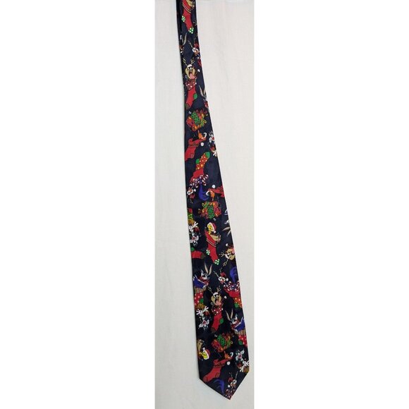 Looney Tunes Mania 1996 Christmas Men's Christmas Tie Bugs Bunny Taz Tweety Bird - Picture 1 of 4
